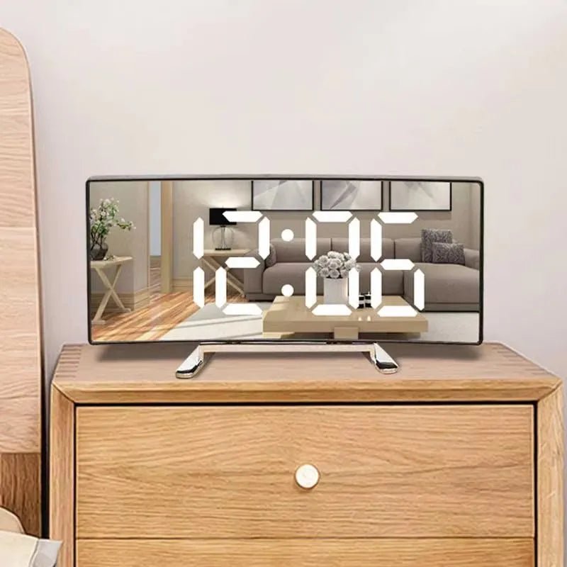 SMARTREFLECT – Curved LED Mirror Alarm Clock for Modern Spaces