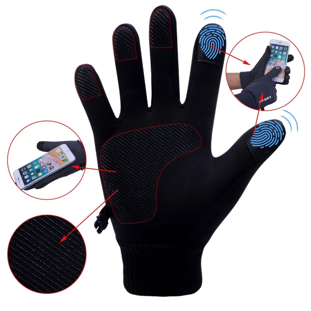 SNOWHOLD – Thermal Touch Screen Gloves Waterproof, Anti-Skid Grip