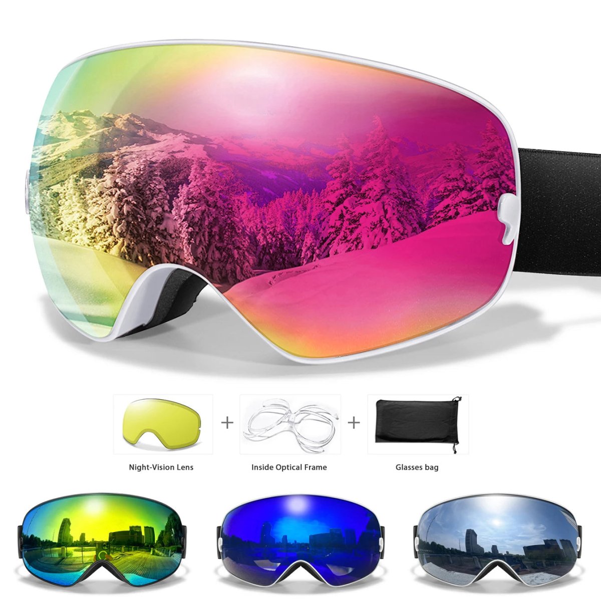 SNOWSIGHT PRO – Premium Anti-Fog Ski Goggles with UV400 Protection & Night Vision Lens