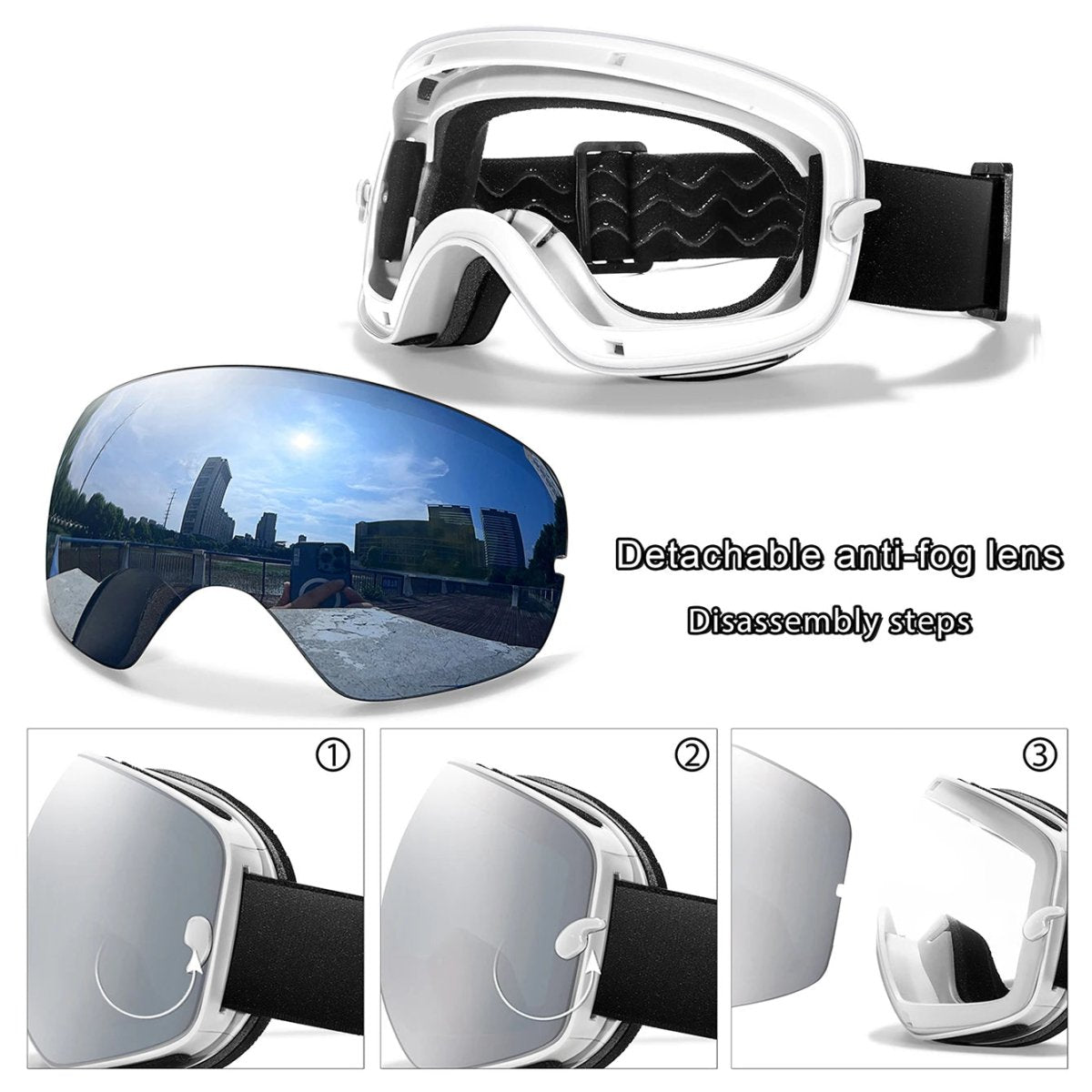 SNOWSIGHT PRO – Premium Anti-Fog Ski Goggles with UV400 Protection & Night Vision Lens