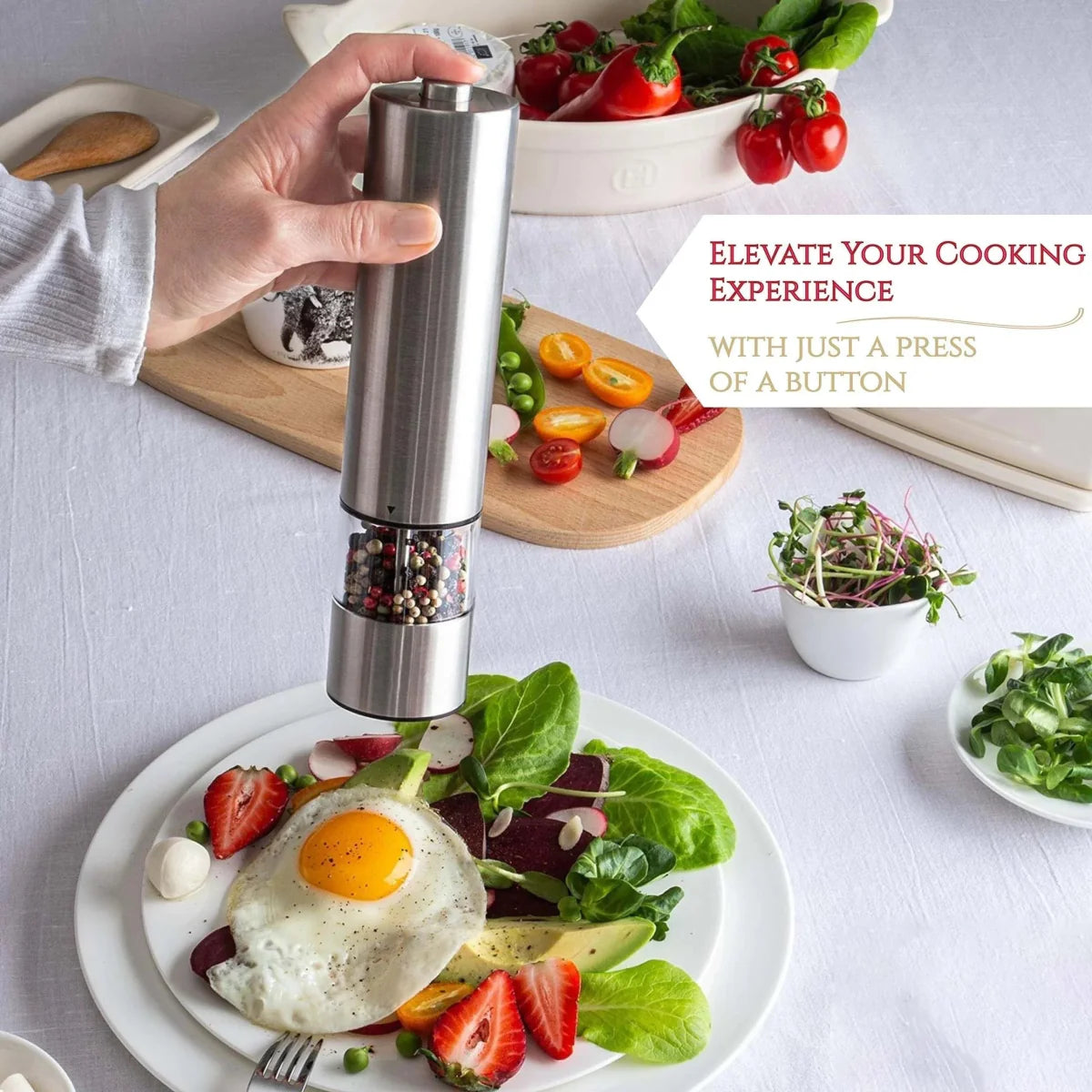 SPEEDSPICE – Electric Salt and Pepper Grinder Set with One-Handed Operation and Built-In Light