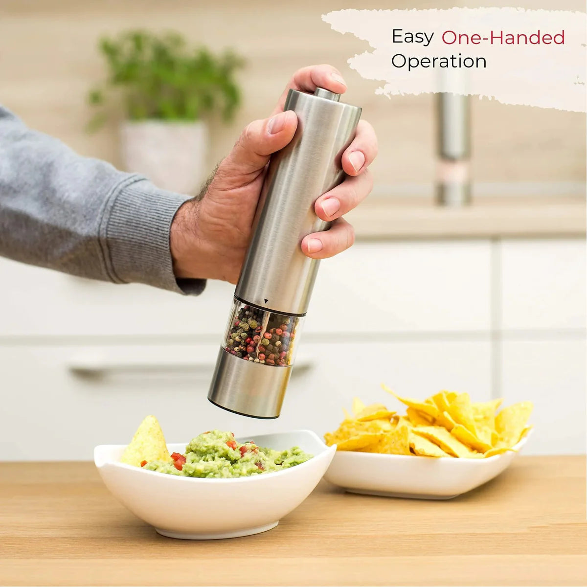 SPEEDSPICE – Electric Salt and Pepper Grinder Set with One-Handed Operation and Built-In Light