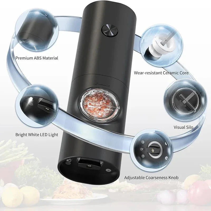 SPICEDUO – Electric Salt and Pepper Grinder Set with Adjustable Coarseness