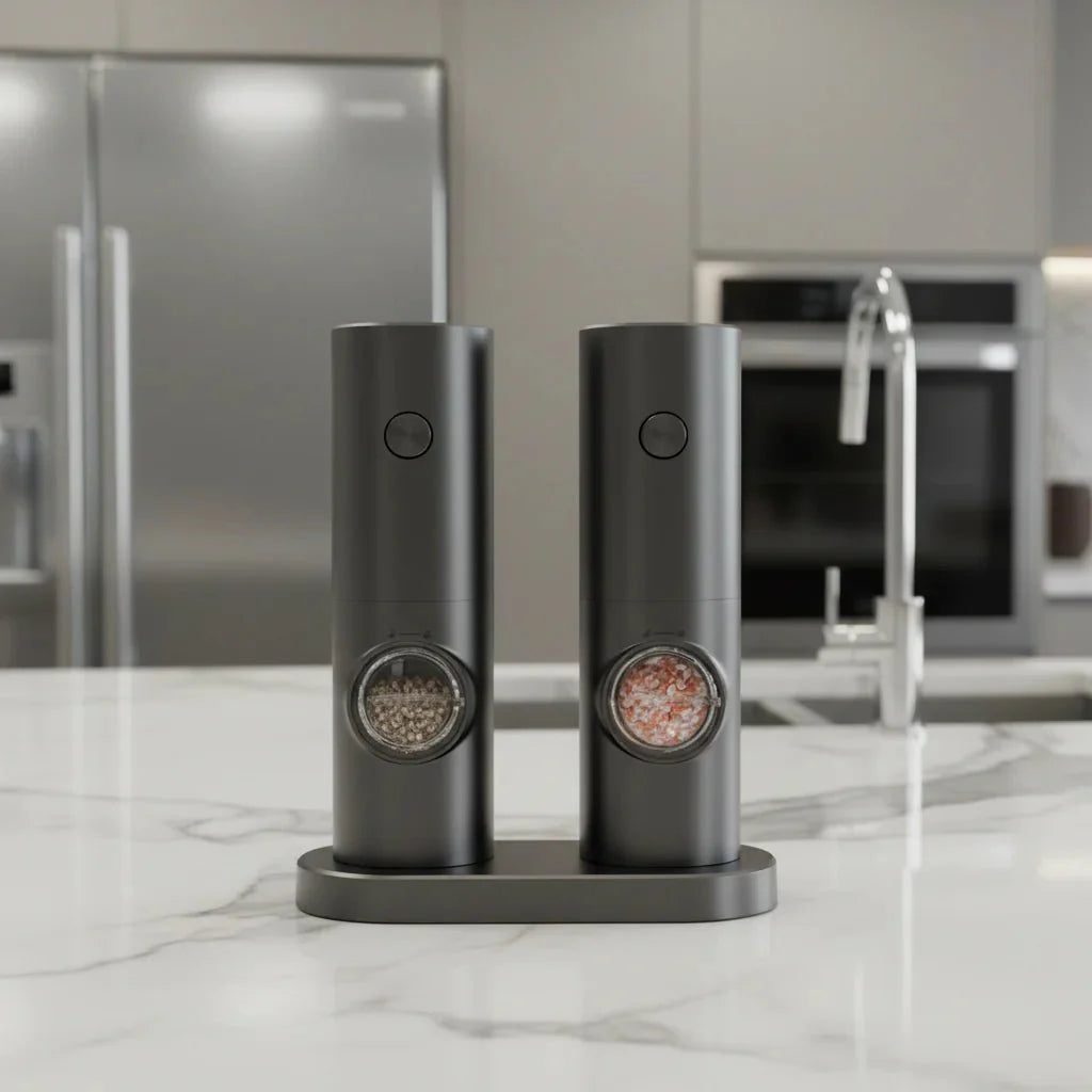SPICEDUO – Electric Salt and Pepper Grinder Set with Adjustable Coarseness