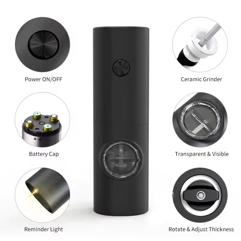 SPICETUNE – Electric Salt and Pepper Grinder Set with LED Light and Adjustable Thickness