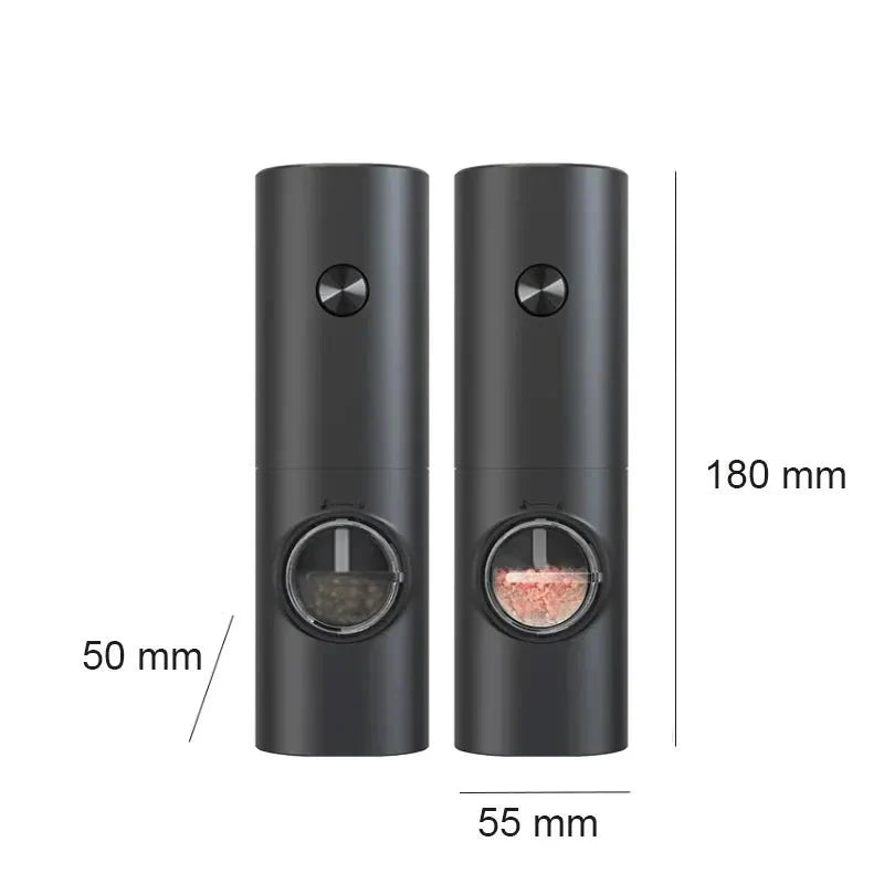 SPICETUNE – Electric Salt and Pepper Grinder Set with LED Light and Adjustable Thickness