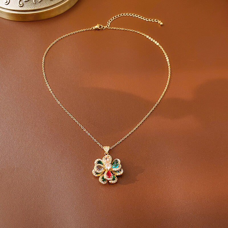 Luxury Floral Pendant Necklace, Earrings and Bracelet