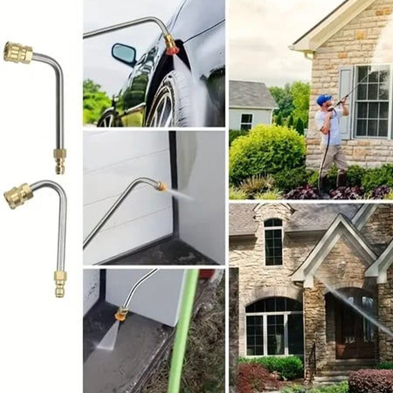 High Pressure Washer Wand Extension Set 4000 PSI - Stainless Steel Power Cleaning Rod with 6 Spray Nozzles and Curved Gutter Attachment