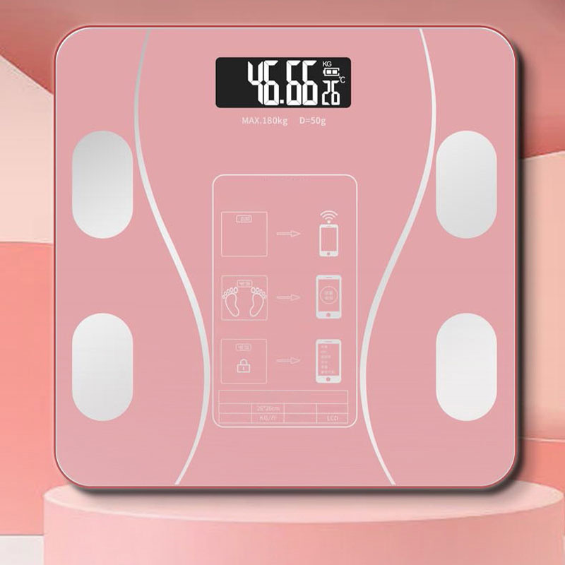 Smart Digital Body Weight and Fat Scale - Bluetooth Connected Bathroom Scale with 18 Health Metrics and Slim Glass Design for Men and Women