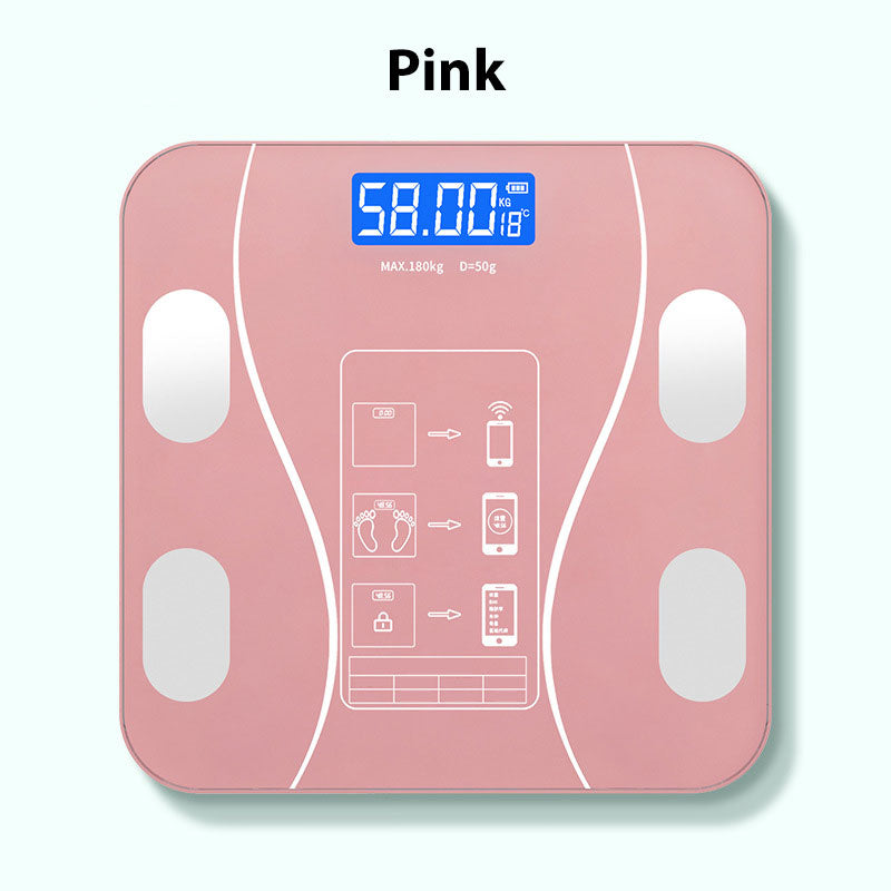 Smart Digital Body Weight and Fat Scale - Bluetooth Connected Bathroom Scale with 18 Health Metrics and Slim Glass Design for Men and Women