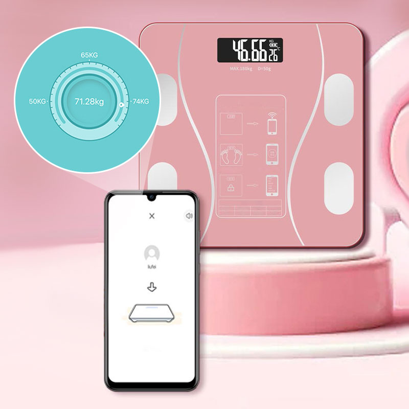 Smart Digital Body Weight and Fat Scale - Bluetooth Connected Bathroom Scale with 18 Health Metrics and Slim Glass Design for Men and Women