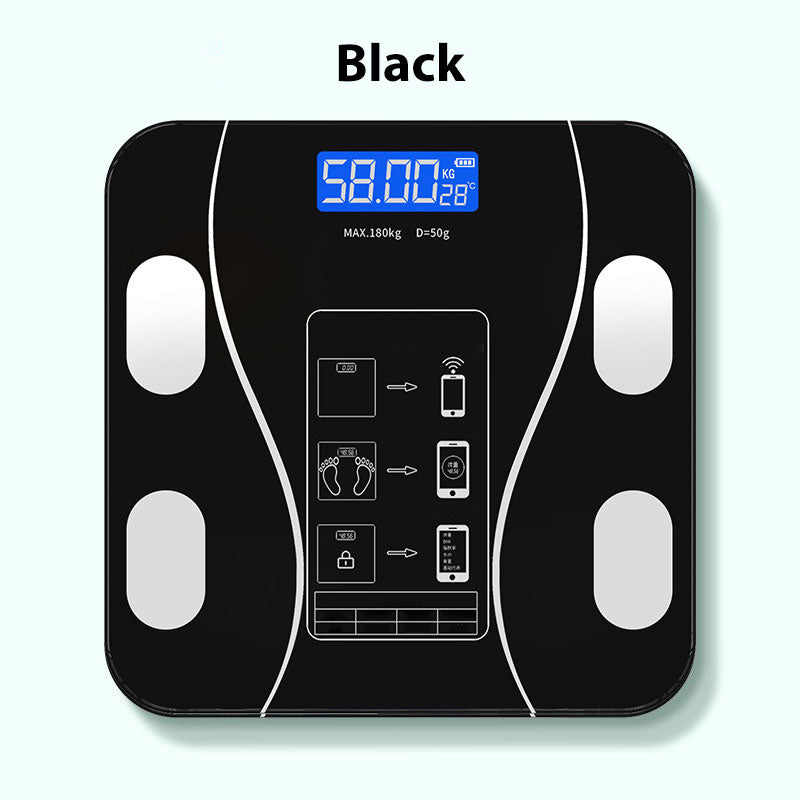 Smart Digital Body Weight and Fat Scale - Bluetooth Connected Bathroom Scale with 18 Health Metrics and Slim Glass Design for Men and Women