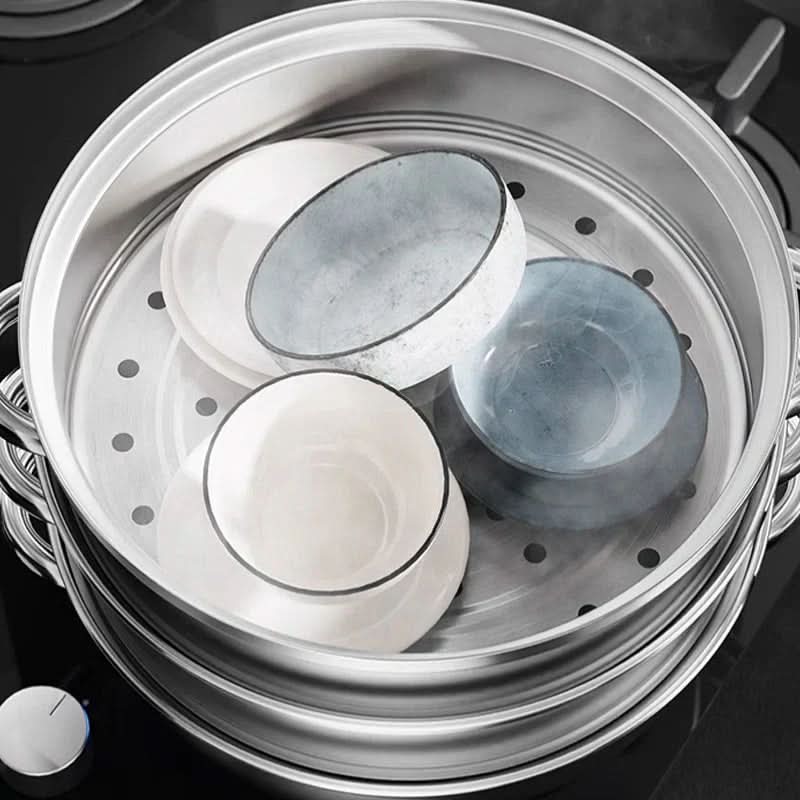 STEAMPRO – 3-Tier Stainless Steel Steamer with Clear Glass Lid