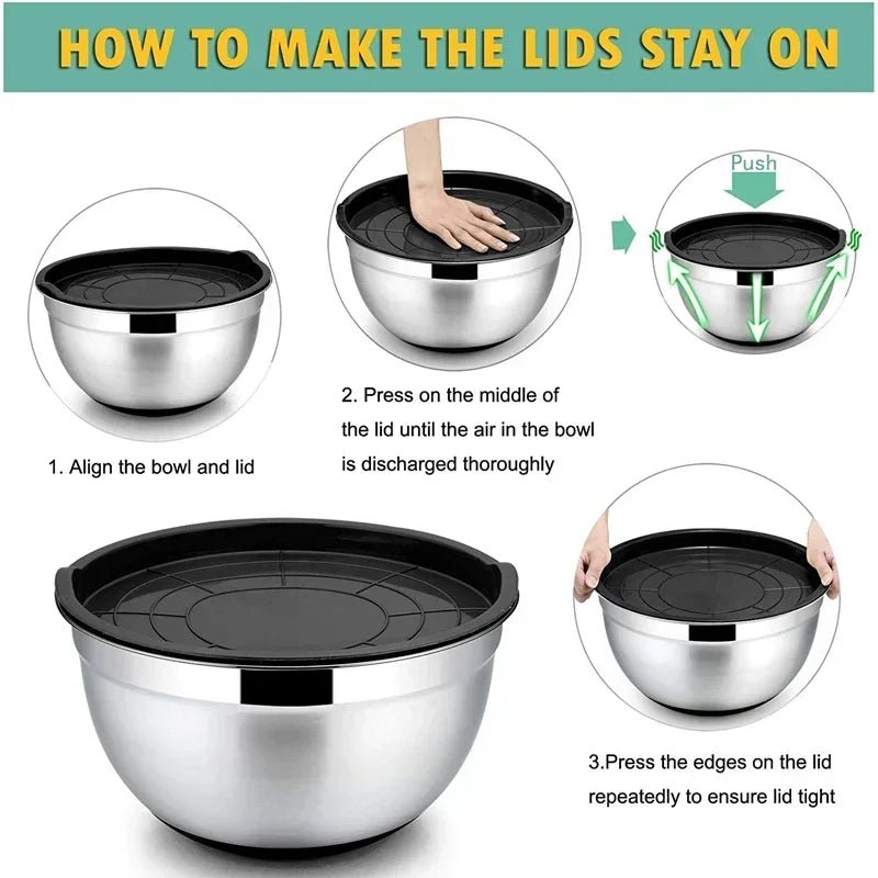 STEELBLEND – Stainless Steel Mixing Bowl with Non-Slip Silicone Bottoms