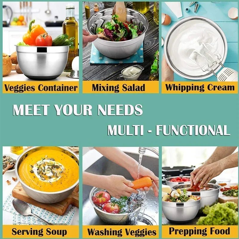 STEELBLEND – Stainless Steel Mixing Bowl with Non-Slip Silicone Bottoms