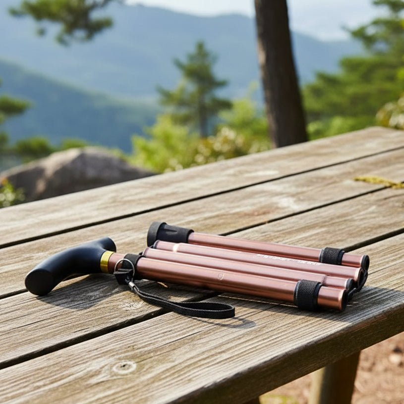 STEPFOLD – Compact Telescopic Folding Walking Stick for Controlled Hiking Support