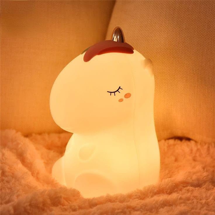 Silicone Unicorn Night Lamp | Rechargeable LED with Warm White Light
