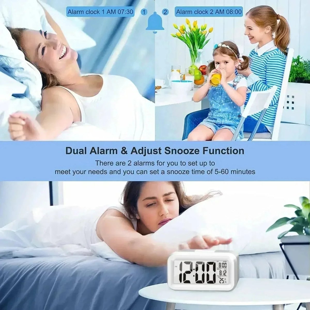 TEMPDATE MINI – Multifunction LED Digital Alarm Clock with Snooze