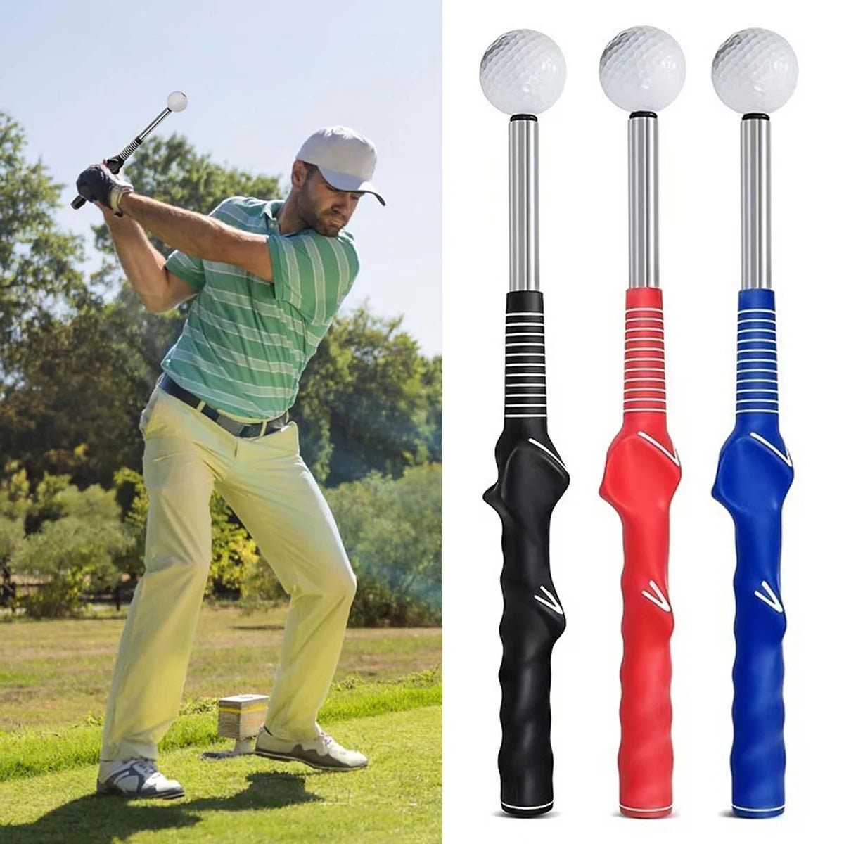 TEMPOCLICK – Retractable Golf Swing Trainer with Click Feedback