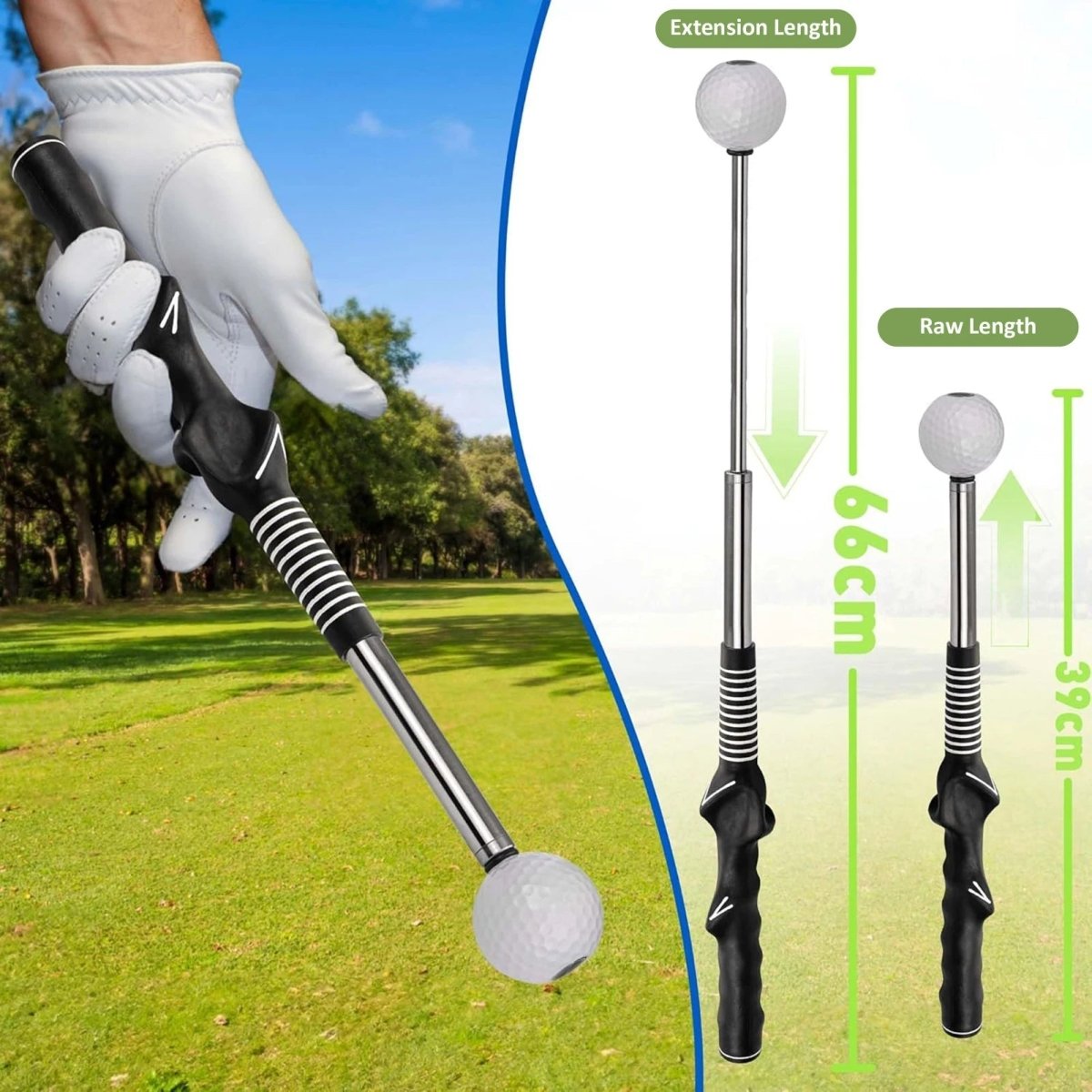 TEMPOCLICK – Retractable Golf Swing Trainer with Click Feedback