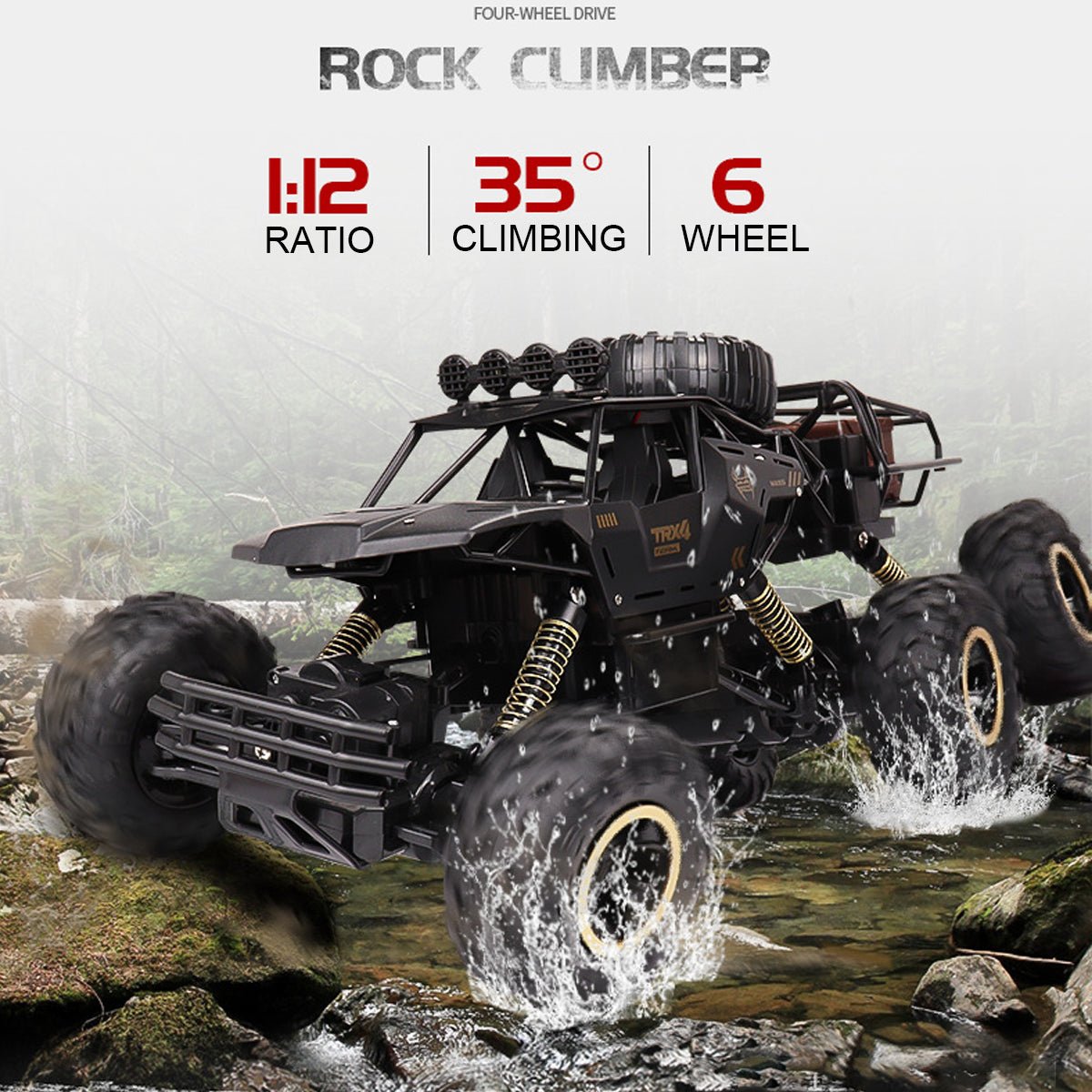 TERRAMAX – 6WD RC Monster Truck with LED Lights, 52 km/h Speed, Off-Road Fun