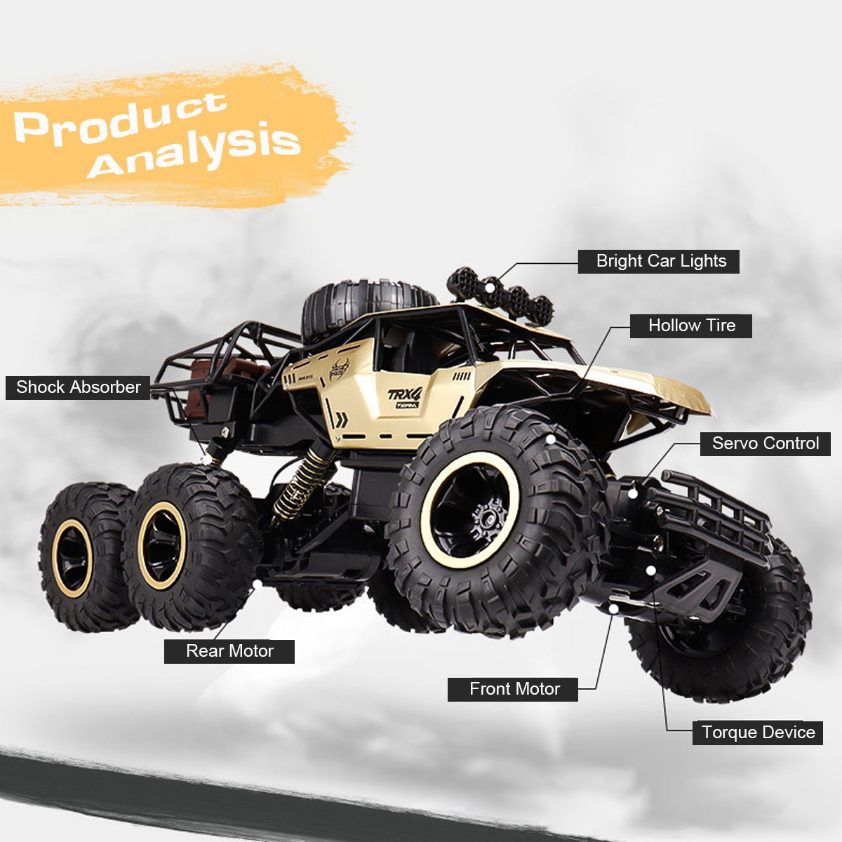 TERRAMAX – 6WD RC Monster Truck with LED Lights, 52 km/h Speed, Off-Road Fun