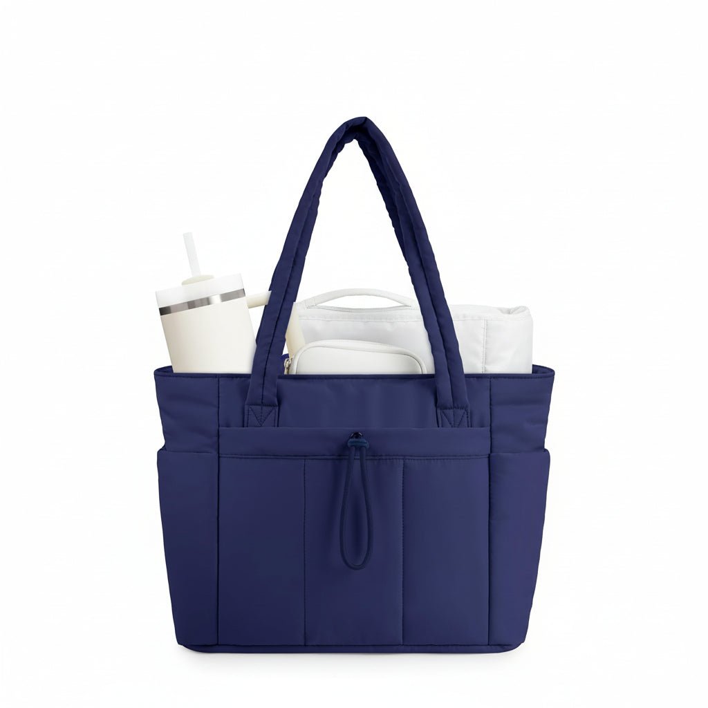 TOTEVA – Women’s Quilted Puffer Tote Bag with Cup Holder, Laptop Sleeve & Trolley Strap