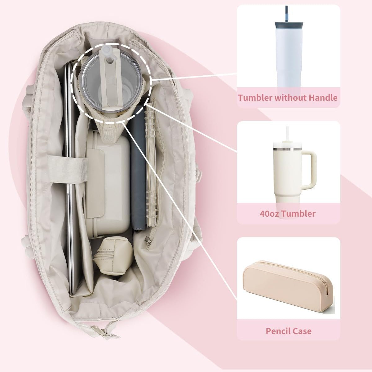 TOTEVA – Women’s Quilted Puffer Tote Bag with Cup Holder, Laptop Sleeve & Trolley Strap