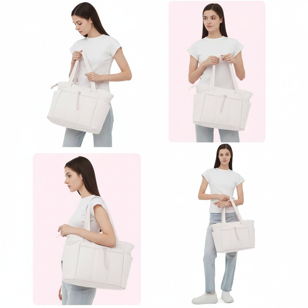 TOTEVA – Women’s Quilted Puffer Tote Bag with Cup Holder, Laptop Sleeve & Trolley Strap