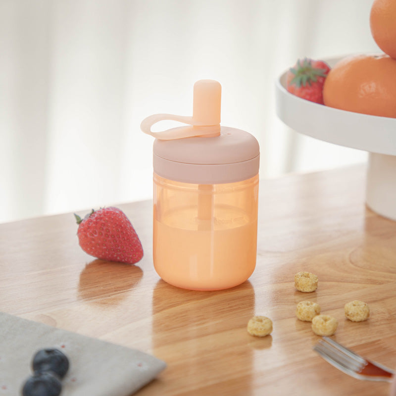 Silicone Training Cup with Straw (Grey)