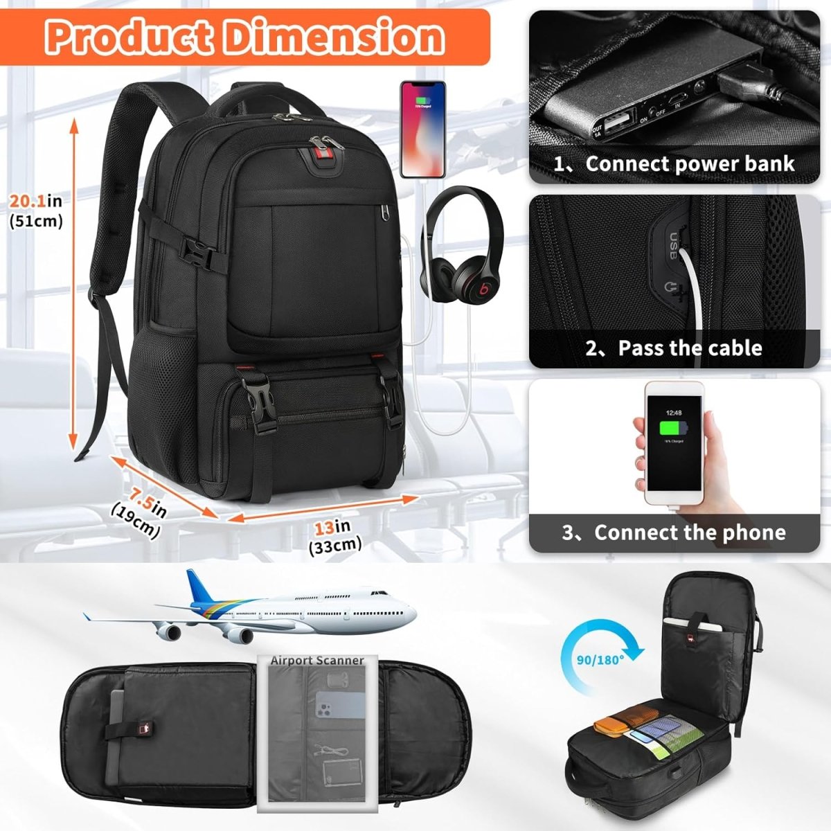 TRAVELNEST – Laptop Backpack with Insulated Food Compartment & USB Port