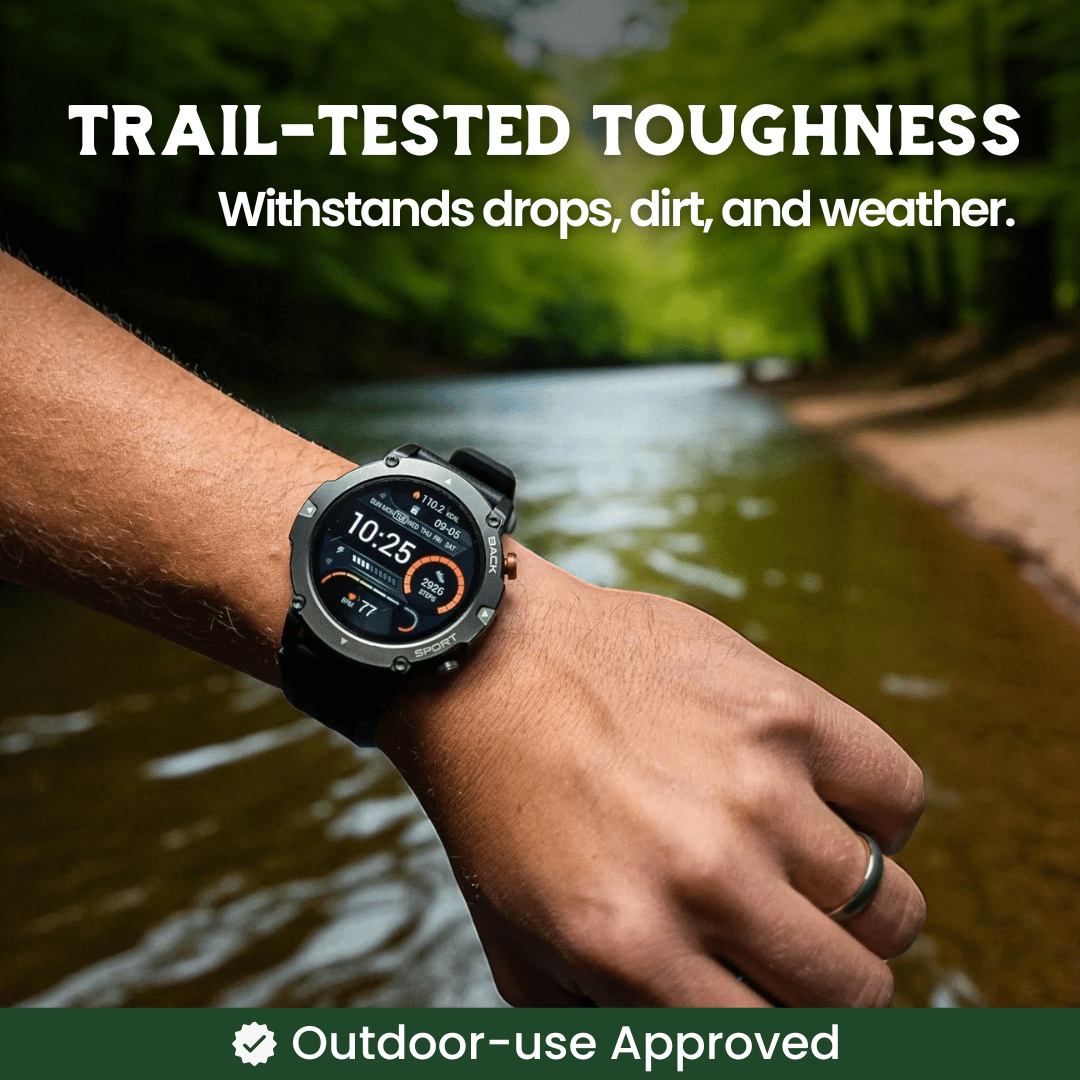 TrekSight X – Rugged Smartwatch with GPS & Health Monitoring