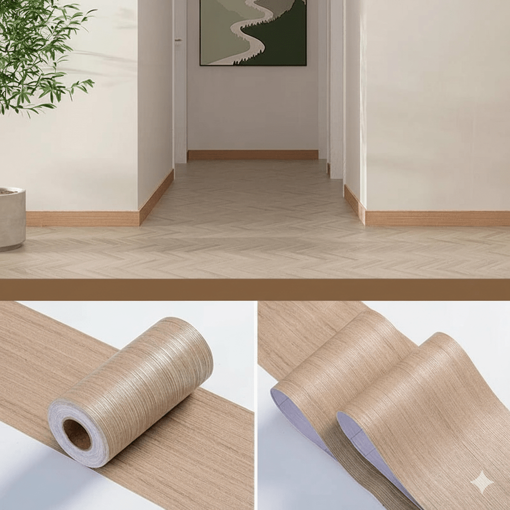 CasaForm Premium Skirting Trim | Durable PVC wood grain wall base stickers for modern decoration