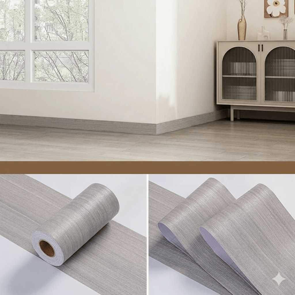 CasaForm Premium Skirting Trim | Durable PVC wood grain wall base stickers for modern decoration