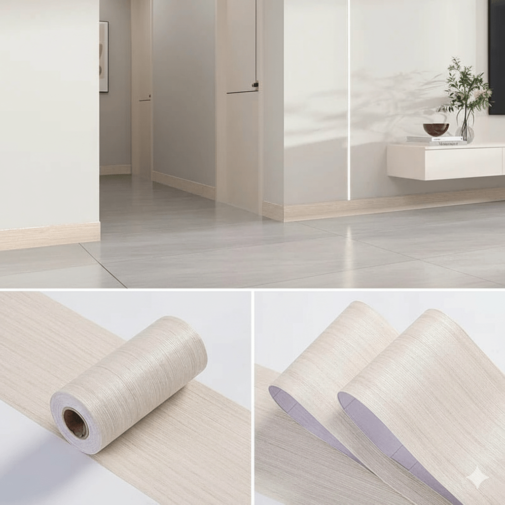 CasaForm Premium Skirting Trim | Durable PVC wood grain wall base stickers for modern decoration