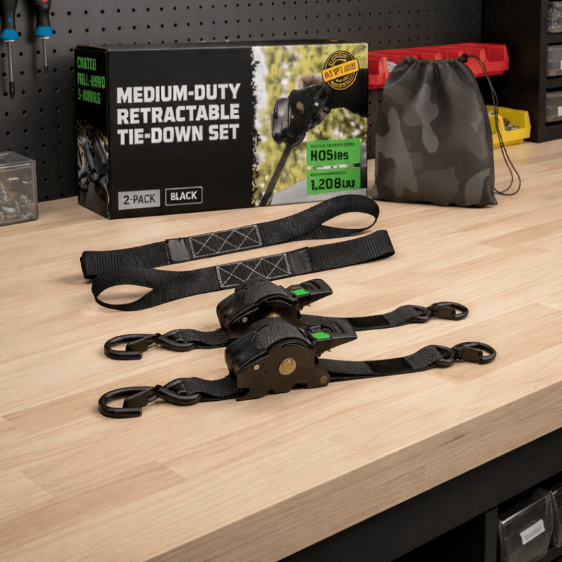 TRUCKBIND – Heavy Duty Retractable Ratchet Straps for Cargo Security