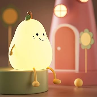 KAWAII Pear-Shaped Night Light | Soft Glow LED Lamp for Kids' Rooms
