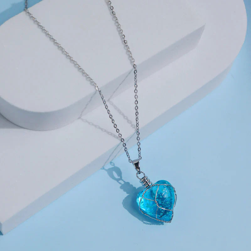 Lucky Charm Crystal Heart Necklace | Glowing Pendant with LED Light