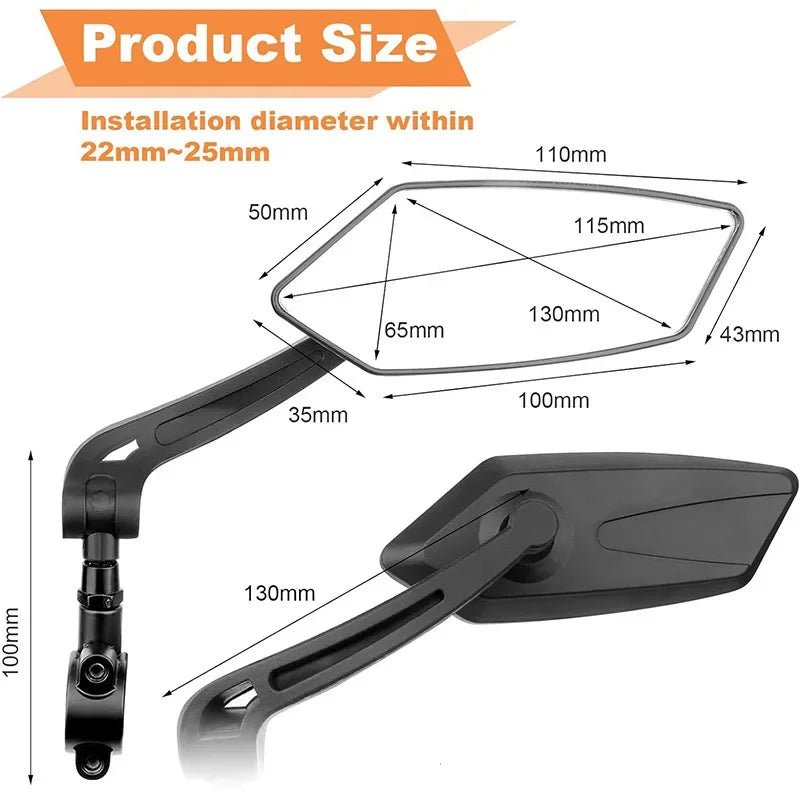 VIEWMAX CYCLEX – Adjustable Bike Rear View Mirror with Wide-Angle Visibility