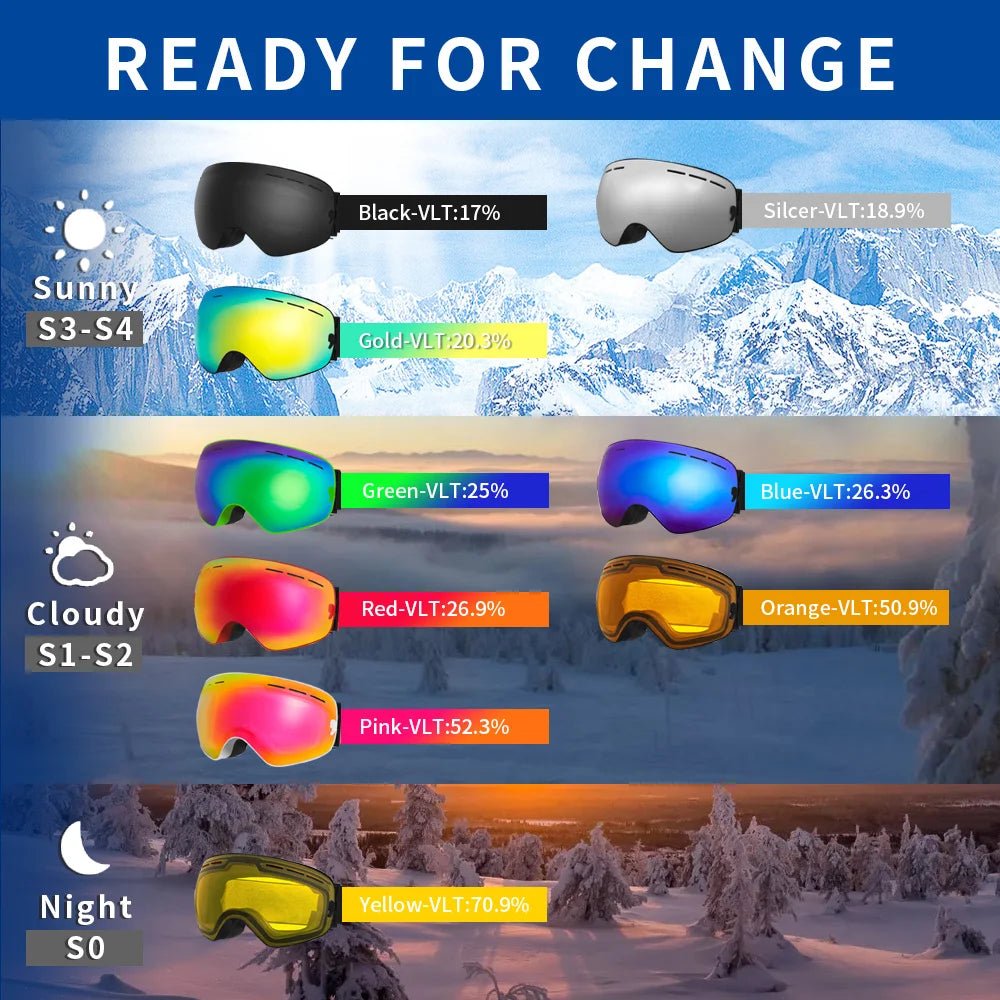 VISTASWITCH – Interchangeable Lens Anti-Fog Ski Goggles with UV400 Protection