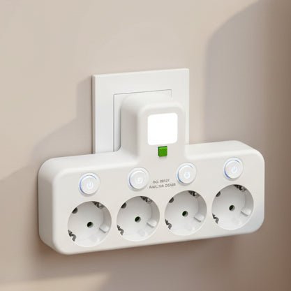 VOLTARA – Compact 4-Socket Extension with USB Charging & Safety Lock