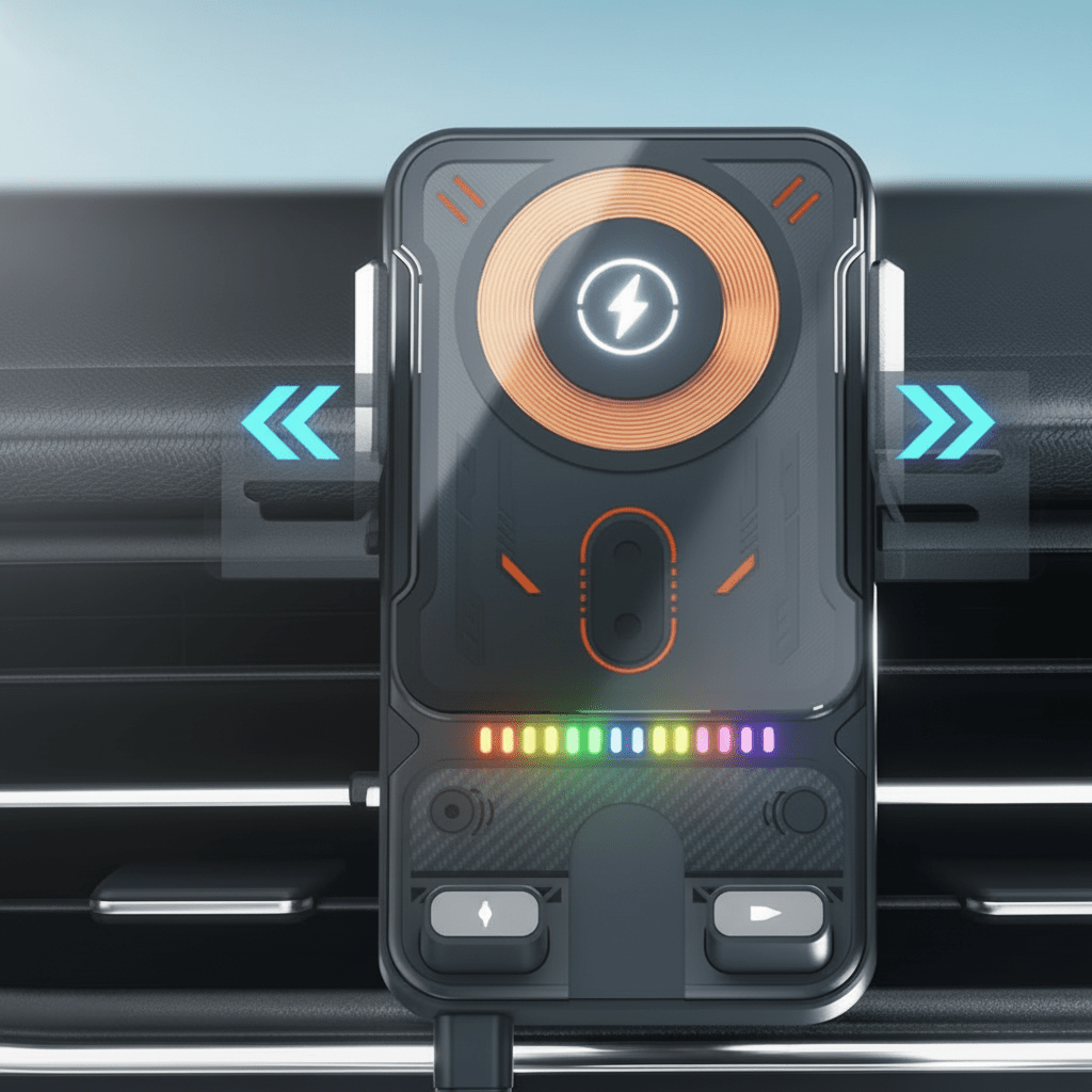 VOLTDRIVE – 2-in-1 Car Mount & Wireless Charger with Hands-Free Auto Rotation
