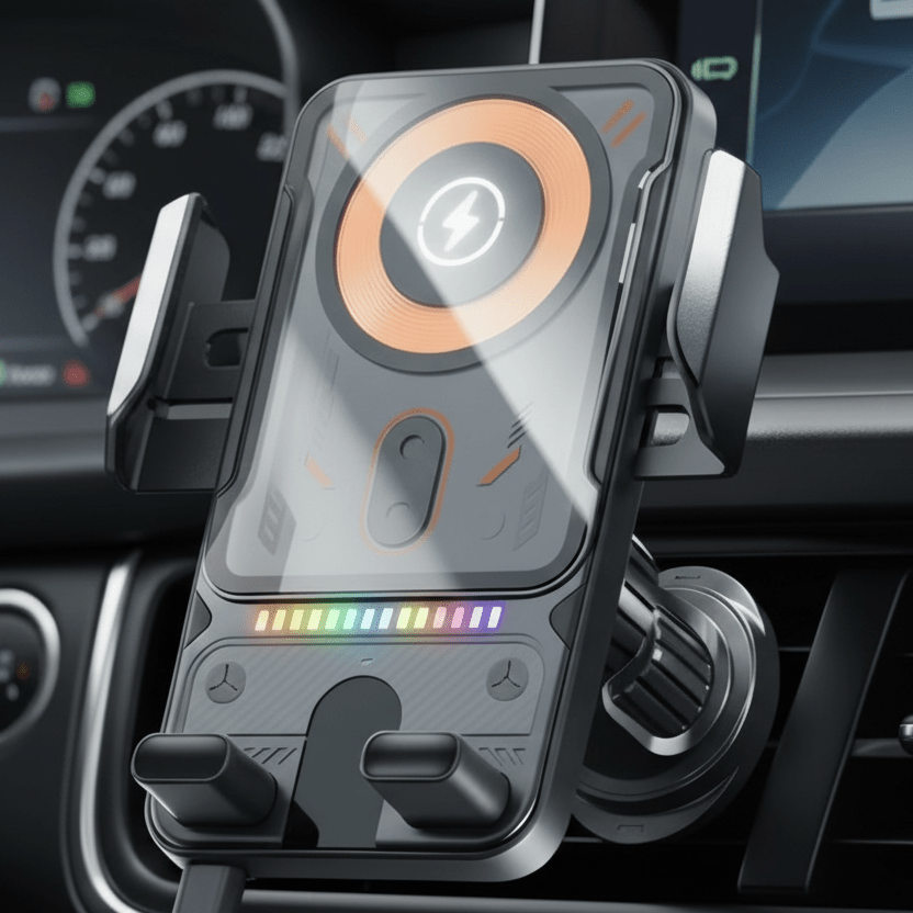 VOLTDRIVE – 2-in-1 Car Mount & Wireless Charger with Hands-Free Auto Rotation