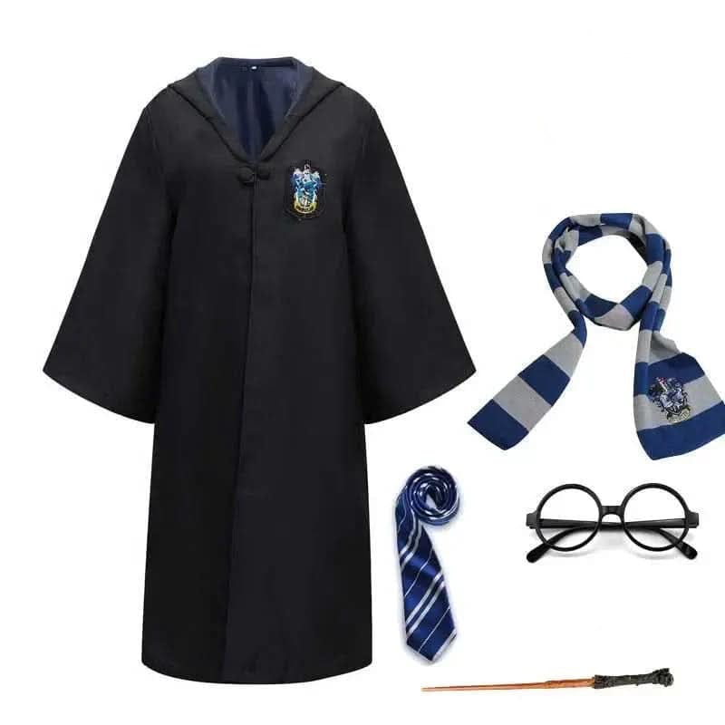 Wizard Costume Robe Hooded Embroidered Ankle Length