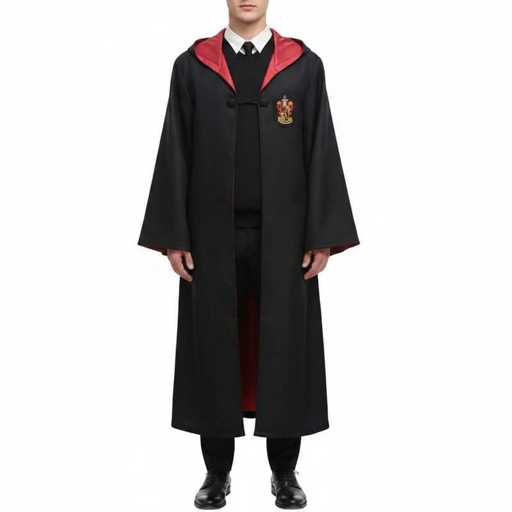 Wizard Robe Costume with Embroidered Crest and Hood