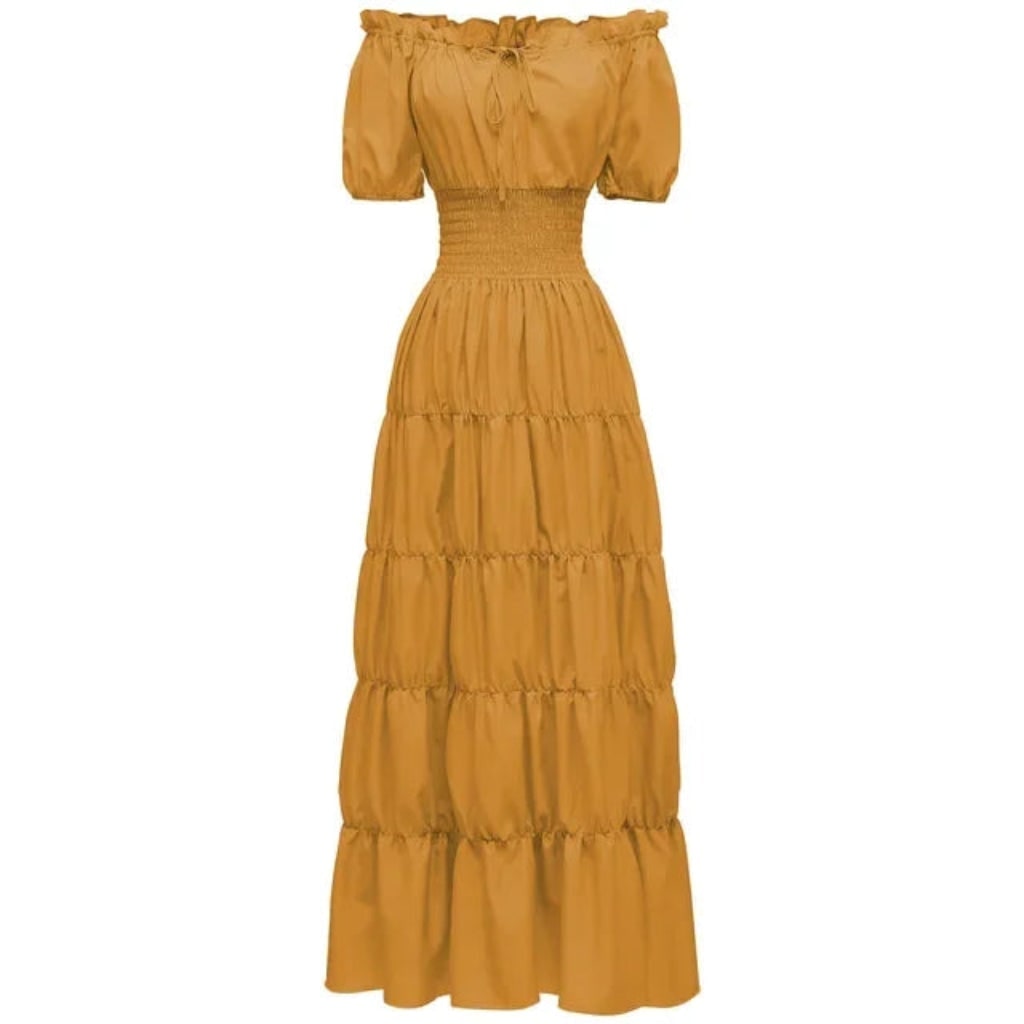 Women's Halloween Maxi Dress Off-Shoulder Boho Peasant with Smocked Waist Dresses