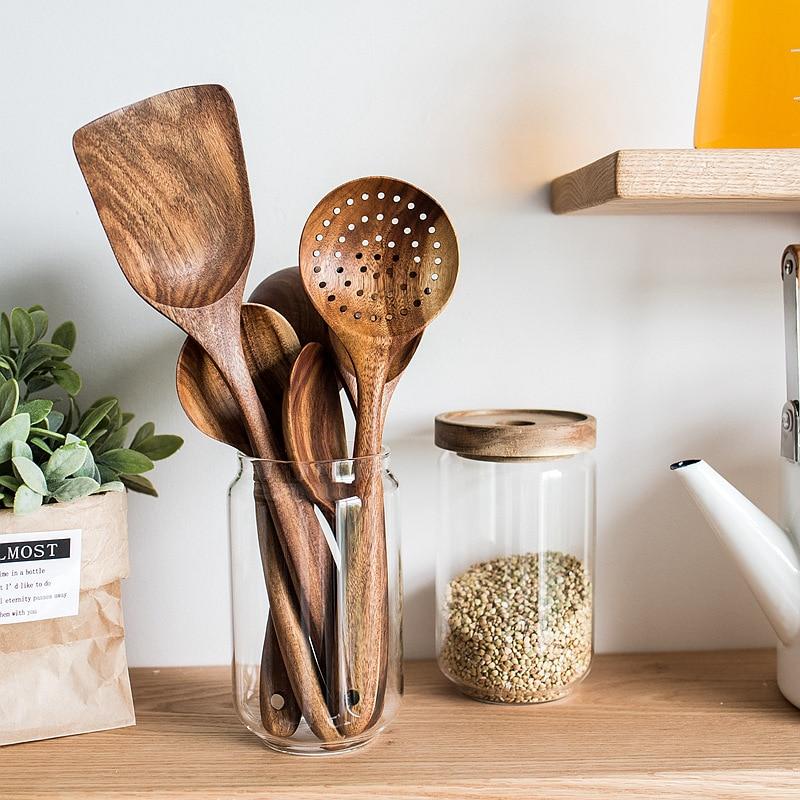 Teak Wood Kitchen Utensil Set | Taavita