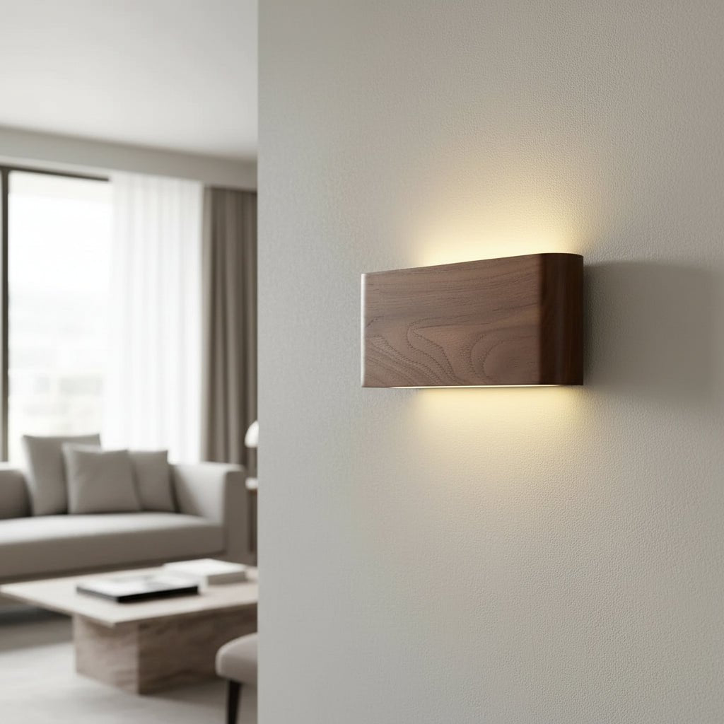 WOODLUX LED – modern wooden wall lamp with 3 color modes