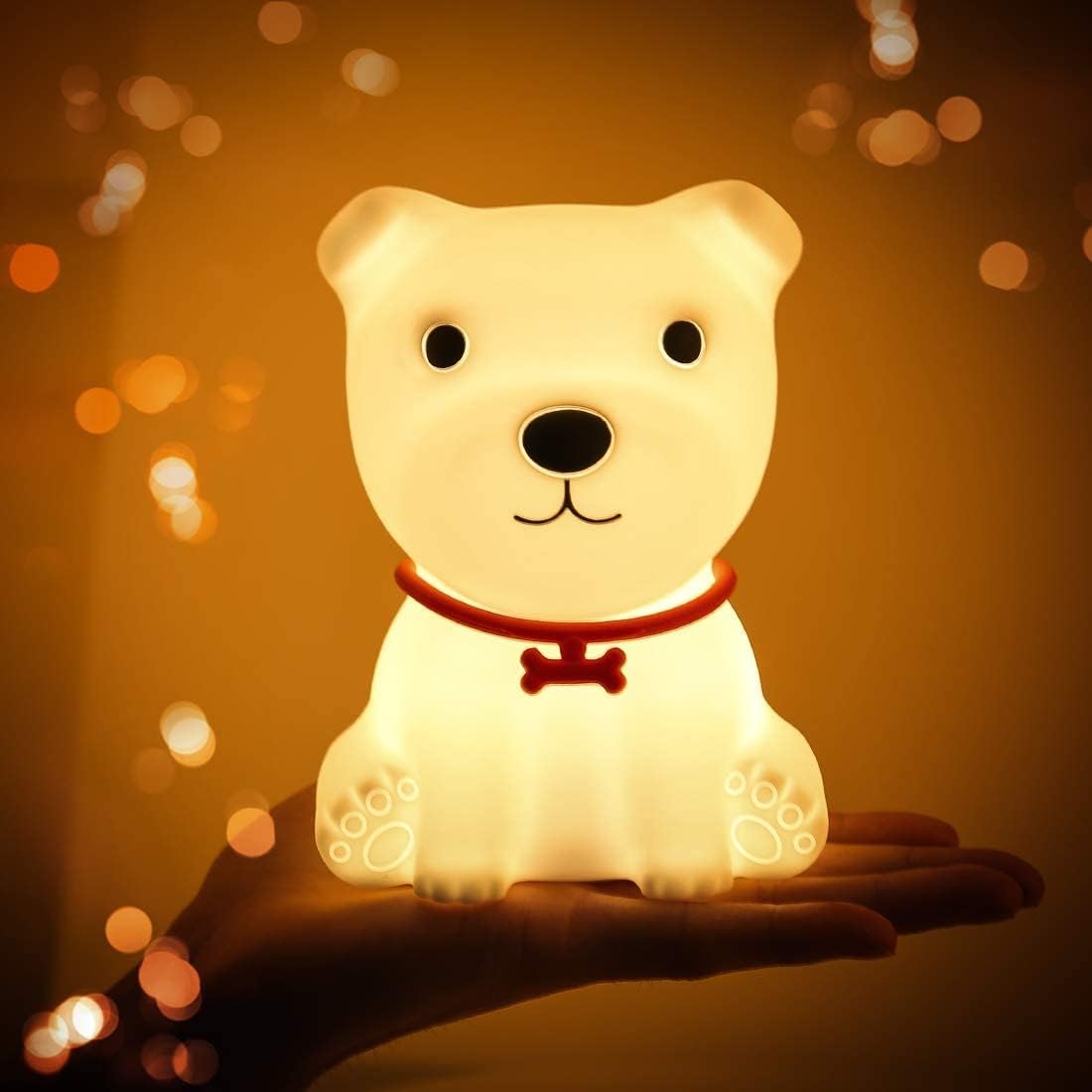 Silicone Dog Night Lamp | Soft LED Rechargeable Night Light for Kids