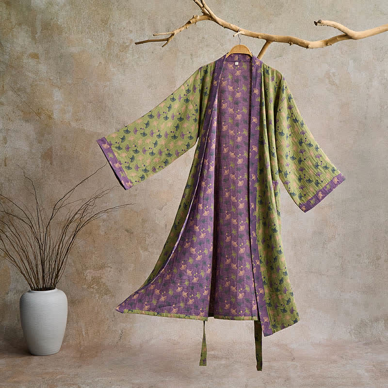 ZENLEAF – Two-Tone Kimono Bathrobe for Lightweight Everyday Relaxation